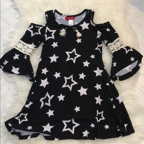 1st Kiss Other - Black dress & star print, bell sleeve
